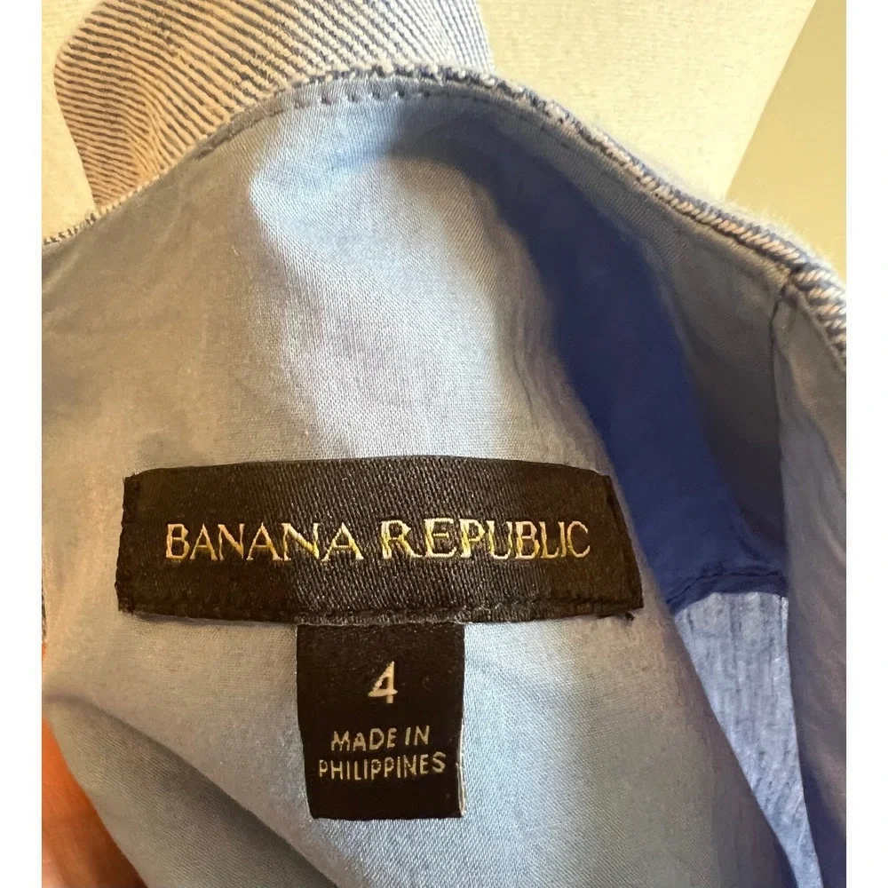 Banana Republic Womens Blue Linen Blend Chambray Wrap Romper Size 4 Short Sleeve